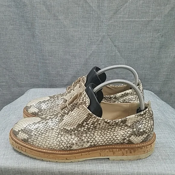 AGL Attilio Giusti Leomruni Oxfords Shoe Snake Print Leather cork platform 41 - Picture 4 of 14